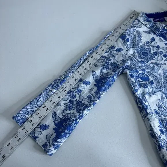 Ro’s Garden Leticia Deauville Mini Shirt Dress Womens Small Blue Floral Cottage - Picture 11 of 14